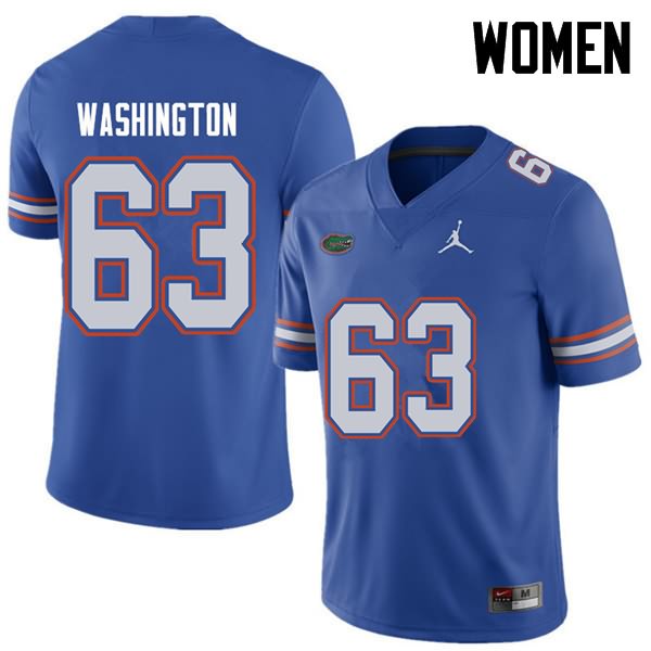 NCAA Florida Gators James Washington Women's #63 Jordan Brand Royal Stitched Authentic College Football Jersey QHA5564KY